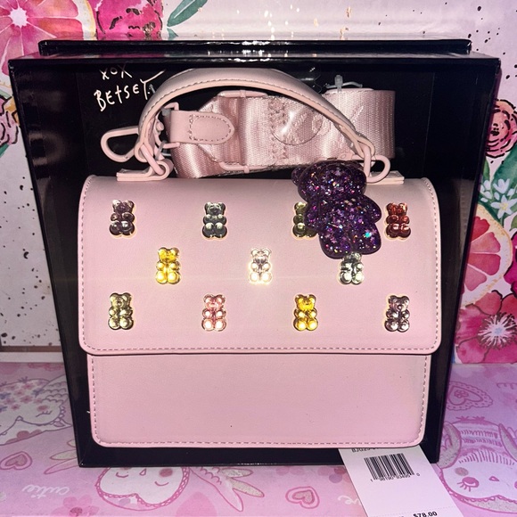 Betsey Johnson Handbags - pink glitter Gummy Bears Betsey Johnson cross body purse Limited edition HTF